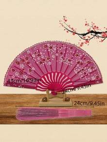 1把D EXCEED女士花卉装饰折叠扇，优雅华丽的手扇——适用于派对、婚礼、舞蹈和家居装饰礼品 - 扇子 - 查看 7