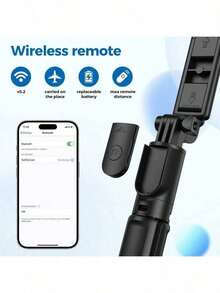 40-Inch Retractable Selfie Stick – Professional Floor Tripod For Live Streaming, With Wireless Remote, 360° Rotation, Stable Anti-Shake Design. Ideal For Travel Vlogs & Outdoor Live Streaming. Compatible With Smartphones Black For Summer Vacation, Travel, Outdoor Activities, Live Streaming Tripod Stand - 黑色 - 查看 5