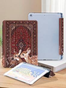 Tablet Protective Case With Elk Pattern, Compatible With IPad 9.7/10.2/10.5/10.9/12.9/Pro 11, 10th Generation, Compatible With Samsung Galaxy Tab S6 Lite 10.4-Inch, Compatible With Kindle Paperwhite 12th Gen 2024, 2022 Kindle (11th Generation), Soft Anti Drop, Smart Stand/Automatic Wake-Up/Sleep. Plant Pattern Protective Cover. - 多色-3 - 查看 3