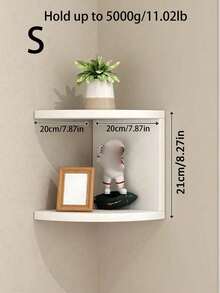 1pc Wall Mounted Corner Shelf Unit, No Drilling Required, Wall Hanging Storage Rack For Bedroom, Living Room, Bathroom, Kitchen (Carbonized Black), Rustic Style Wooden Wall Mounted Corner Shelf, Suitable For Bathroom, Kitchen, Bedroom Or Living Room (Deep Carbonized Black) - 黑色 - 查看 10