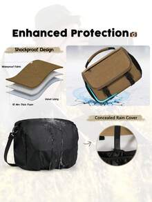 NEWHEY 适用于单反/微单相机的专业相机包，适用于佳能和尼康的小型相机包，带可定制隔层、三脚架固定器和防雨罩，摄影师旅行相机包 - 棕色 - 查看 8