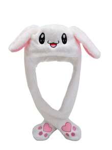 1pc Cartoon Rabbit Ear Hat With Movable Ears, Suitable For Birthday Party, Christmas, Easter Costumes - Pink - View 5
