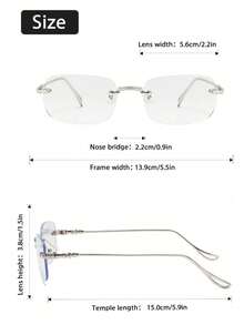 1pc Unisex Fashion Minimalist Rimless Metal Glasses - Gold - View 9