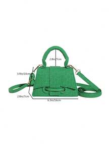 Bolso de mano con textura de nicho francés para mujer, bolso cuadrado pequeño con forma, bolso de hombro versátil y de moda, primavera - Verde - Ver 7