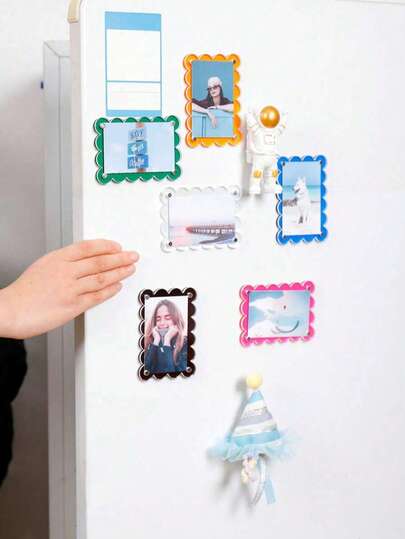 1/3pcs Acrylic Fridge Magnets, Colorful Transparent Mini Magnetic Photo Frames, Creative Lightweight Floral Design - Refrigerator Magnets, For Office, Home, Whiteboard, Cabinet, Fridge Photo Decor, Suitable For Birthday Party Decoration