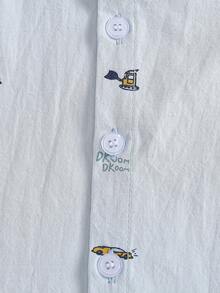 Young BoyTrendy Car Print Shirt, Autumn - Baby Blue - View 5