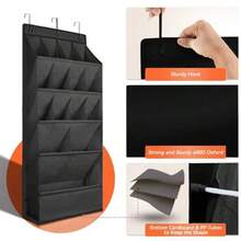 HLJ  Organizador de Zapatos sobre la Puerta Bolsa de Zapatería Colgante con 6 Bolsillos de Malla Grande para el Armario Baño Entrada de la Entrada del Dormitorio Negro130 - negro - Ver 2
