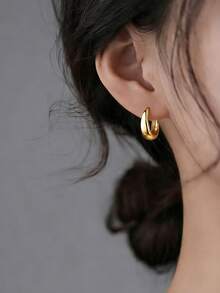 1 Pair Vintage Gold Minimalist Geometric Stud Earrings, Suitable For Young Girl Everyday And Festivals - Geometry - View 2