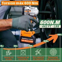 Llave De Impacto 2 Batería 1/2" Inalámbrica Eléctrica 600n.m,Incluye Juego Completo De Accesorios,Motor brushless - Naranja - Ver 6