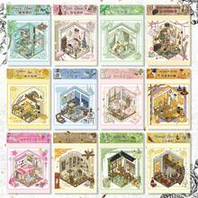 12pcs Modern Architectural DIY House Stickers, Landscape Stickers, Scene Stickers (Includes 12 Scene Cards + 12 Elements + 3 Effect Sheets), 3D Miniature House Diorama Stickers, DIY Scrapbooking Stickers, Handbook Stickers, Christmas, Halloween, Thanksgiving Party Gifts, Multiple Sizes Available - Multicolor - View 5
