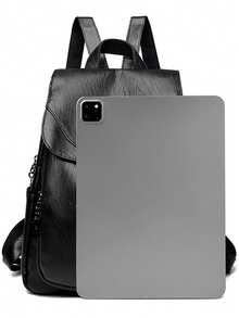 LANYIBAIGE Women's Soft PU Leather Backpack, Student School Bag, High-Quality Multifunctional Backpack, Women's One Shoulder Commuter Bag - Black - View 8