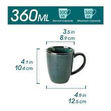 vancasso 4-Piece Green Stoneware Coffee Mug Set, 480ml Glazed Coffee Cups - màu xanh lá - Xem 2