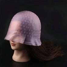 1pc Hair Coloring Highlighting Cap Reusable Silicone Pull Through Cap With Hook Hair Dye Cap Professional Practical Convenient Supplies - Multicolor - View 6