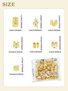 70PCS Bohemian Style Mini Dreadlock Beads Vintage Hollow Hair Rings Alloy Hair Cuff Hair Pins Loops Hair Accessories Loc Hair Jewelry For Braids, Hair Slide, Hair Barrettes, Head Accessories, Hairpin - Gold - View 7