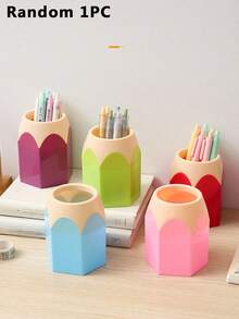 1/4pcs Set Simple & Cute Pen Holder Set, Multifunctional, Fashion & Creative Stationery Pen Holder, Suitable For Students And High Capacity Desktop Storage - Multicolor - View 21