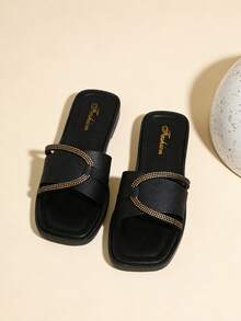 女士平底凉鞋,新款法式水晶凉鞋,平底方头单带拖鞋,女士春夏秋季户外鞋,新款仙女风连衣裙搭配优雅拖鞋,黑色凉鞋,拖鞋,女鞋,鞋子,沙滩凉鞋,女士凉鞋,凉鞋,女士人字拖,拖鞋,女士拖鞋,凉鞋,夏季,女士凉鞋,凉鞋 - 黑色 - 查看 3