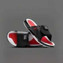 Nike Sandalias deslizantes retro Jordan Hydro XI para hombres - Blanco y negro/rojo - Ver 2