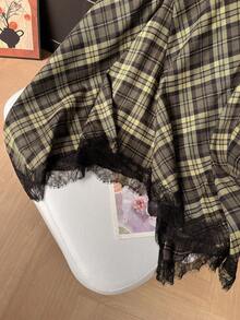 GMFP 女士夏季休闲优雅时尚宽松限量版多色格子蕾丝半身裙，适合音乐节/婚礼季春季穿着 - 彩色 - 查看 6