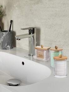 1/3支装棉签收纳盒，适用于棉球、棉签、化妆棉、牙线棒等，适合浴室梳妆台收纳。 - 彩色 - 查看 3