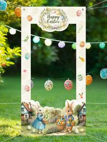 Osterhasen Foto Hintergrund, Frühlings Hasen Ei Muster Hintergrund Dekorationsprops, Osterparty hängende Dekorationsbanner, Fröhliche Ostern Foto-Props, Ostergeschenke, Fröhliche Ostern - Verschiedenfarbig - Übersicht 8