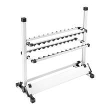 Expositor de cañas de pescar, soporte de almacenamiento para 24 cañas, almacenamiento de cañas de pescar - Plateado - Ver 13