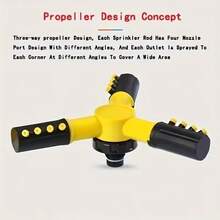 360 Degree Auto Rotating Sprinkler Head, Rotating Sprinkler Head, Nursery Irrigation Sprinkler, Lawn & Garden Watering Sprinkler, Agricultural Irrigation Rotating 3-Arm Spray Nozzle - Yellow - View 6
