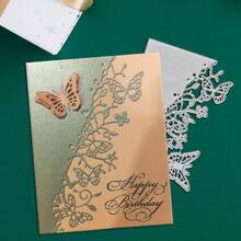 创意蝴蝶金属切割模具，DIY剪贴簿相册和压花模板，贺卡制作工具，卡片纸切割工艺品，礼品卡制作模板模切。 - 銀色 - 查看 4