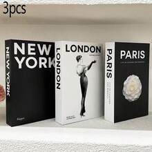 3pcs Faux Book Decor, Luxury Decorative Books, Living Room Decor, Home Decor, Coffee Table Books, Modern Stylish Decorative Books, Stackable Display Books, Hotel Decor, Gifts - Black and White - View 10