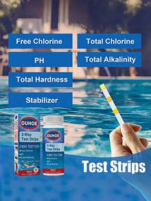 1pc OUHOE 3-In-1 PH Test Strips, Test Paper For Swimming Pool Water Total Alkalinity And Hardness, Pool Cleaning Water Acid-Base Test Paper - Multicolor - View 5