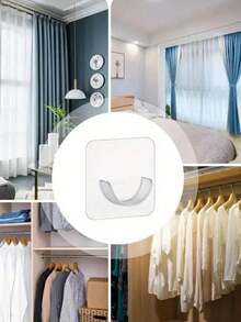 6/4/1 Pc No Drill Transparent Shower Curtain Rod, Extendable Rod, No Drill Adhesive Window Curtain Rod, Horizontal Rod Curtain Hanging, Modern ABS No Drill Bathroom Curtain Rod Holders - No Drill Extendable Rod - Adhesive, Seamless, Easy To Install, With Strong Adhesive Hooks, Home Bathroom Decor, Autumn Decor, Bathroom Accessories, Back To School - View 7