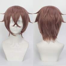 Karida 14-Inch Synthetic Fiber Cosplay Wig With Bangs, Layered Straight Hair, Unisex Cosplay Wig, High Density, Natural-Looking Cosplay Wig For Men And Women