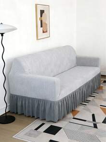 1 tấm bọc ghế sofa bằng vải nhung jacquard màu be với viền chun, chất liệu polyester tối giản hiện đại, phù hợp cho phòng khách và sử dụng trong nhà. - Màu Xám nhạt - Xem 7