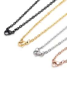 1pc Stainless Steel Vacuum Metallized Hypoallergized Pendant Chain, 2mm Wide, Stainless Steel Cross Chain Gold Titanium Steel Women's Necklace Rose Gold Flat O Chain Clavicular Chain Electroplated Choker Chain, Various Lengths - Multicolor - View 8