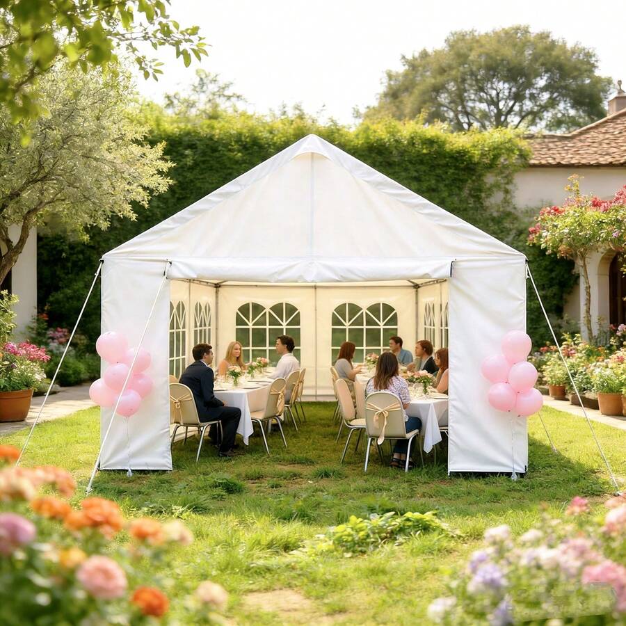 10x20'/ 13x26'/16x32'/20x40' Party Tent Heavy Duty Carport Gazebo Canopy Garage Car Shelter With Windows Outdoor UV Protection & Waterproof Party Tent Multifunctional Outdoor Commercial Use For Events & Car / Motorcycle / Boat Protection 2 Windows Walls +2 Zipper Walls - White - View 1