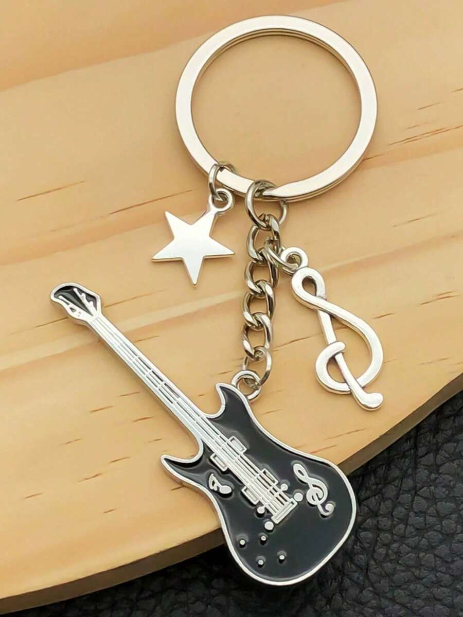 1pc Unisex Y2K Subculture Guitar Alloy Pendant Accessory, Rockstar Inspired, Cool Gift, Bag Charm - Multicolor - View 1