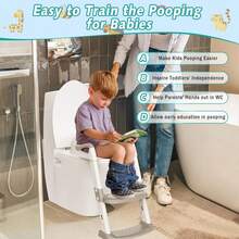 Asiento de inodoro para niños pequeños, antideslizante, con escalera y taburete, plegable. - blanco grisáceo - Ver 7