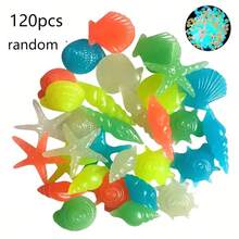 120颗发光海洋石，饰以荧光贝壳，适用于水族箱、花园水族箱、岩石缸或种植箱。这些发光、色彩斑斓的海星非常适合用于鱼缸、花园水族箱、岩石缸或种植箱。