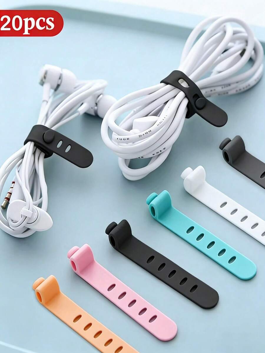 20个硅胶线缆整理器：让您的耳机、充电器和数据线整齐有序，方便取用！ - 彩色 - 查看 1