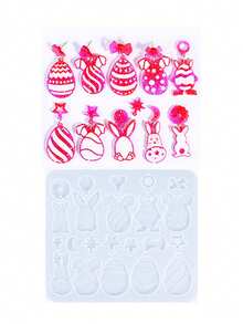 1pc Easter Themed Earring Resin Mold, Rabbit Egg Pendant Silicone Mold, DIY Cute Little Rabbit Pendant Earring Silicone Mold, Easter Egg Pendant Jewelry Drip Mold - White - View 14