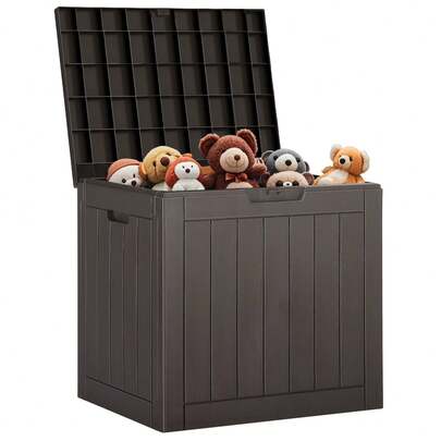 31 Gallon Resin Deck Box, Waterproof UV Resistant Outdoor Storage Box For Garden, Indoor