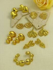 1/2/4/6/12 Pairs - Random Styles Stainless Steel Multicolor Heart Design Earrings, Minimalist Asymmetric Earring Set For Women, Perfect For Daily Wear And Parties. Fashionable Earrings - Multicolor - View 5