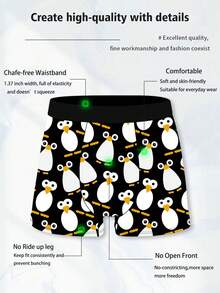 1 包新奇男士短裤，可爱企鹅图案印花男士平角内裤，俏皮动物图案印花男士短裤，针织面料，透气吸汗，柔软亲肤，俏皮可爱，适合休闲居家穿着的男士平角内裤。 - 彩色 - 查看 9