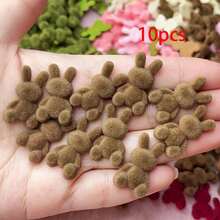10pcs Mini Flocking Rabbits - Handmade Plush Flock Animal Beads With Fluffy Flock Coat, DIY Craft Pendants For Hair Accessories, Easter & Ramadan Gifts Suitable For DIY Crafts, Hairpins, Keychains, Scrapbooking - Multicolor - View 4