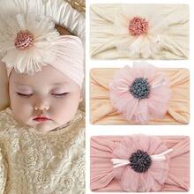 1/3pcs Tulle Flower Headbands Soft Nylon Jacquard Hairbands For Infants - Multicolor - View 11