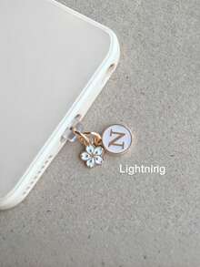 1pc Letter A/M & Flower Charm Phone Dust Plug For Type-C Interface Birthday Festival Gift - Multicolor - View 52