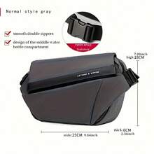 Men's Oblique Shoulder Bag, Functional Cycling Bag, Fashion Messenger Bag, Commuter One Shoulder Bag - Grey - View 9