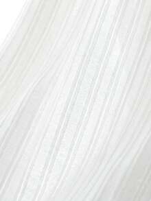 男士复古风格旧硬币美学轻薄半透明条纹长袖polo衫，拉链前襟设计，四季皆宜的百搭休闲风格 - 白色 - 查看 10