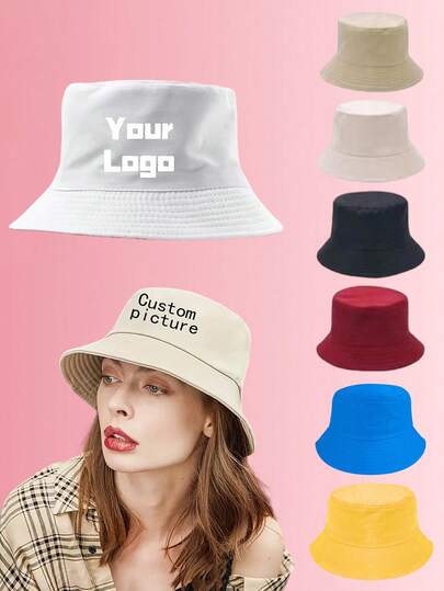 Custom Logo Bucket Hat, Made Of 100% Polyester Fiber, Lightweight And Retains Shape, High-Quality Printing Craftsmanship. Breathable, Soft And Comfortable, Sporty Style Suitable For Men And Women, Ideal For Outdoor Activities And Daily Wear. Fashionable Design Suitable For All Seasons, Perfect Gift Choice For Valentine's Day, Thanksgiving And New Year. No Battery Required.