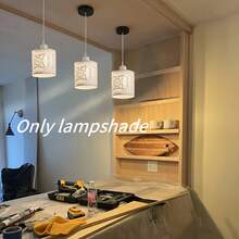 1个白色艺术装饰灯罩，时尚金属丝框架灯罩，花卉镂空设计灯罩，可替换台灯和吊灯灯罩，适用于客厅、书房、办公室、走廊、楼梯间、餐厅 - 白色 - 查看 5