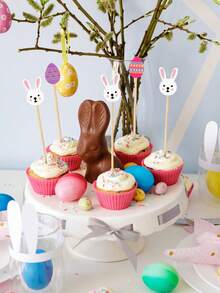 20-Piece/50-Piece Easter Toothpick Set Easter Egg Bunny Bamboo Picks Easter-Themed Design Ideal For Appetizers 4.7-Inch Natural Bamboo Cocktail Picks Perfect For Cakes, Desserts, Fruit, And Easter Party Decorations Birthday Party Decorations - Multicolor - View 5